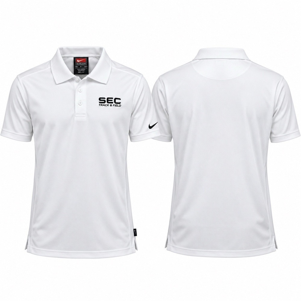 Nike Team SEC Track & Field Dri-FIT Polo Shirt Men’s Small White NWT Vintage 06